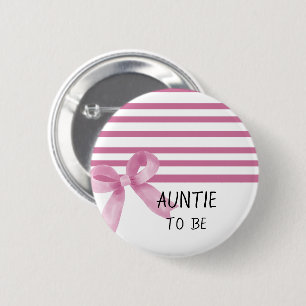 Cute Watercolor Pink Bow Baby Shower Auntie-to-be 6 Cm Round Badge