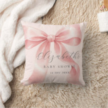 Cute Watercolor Pink Bow Baby Shower