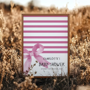 Cute Watercolor Pink Bow Baby Shower Welcome Sign