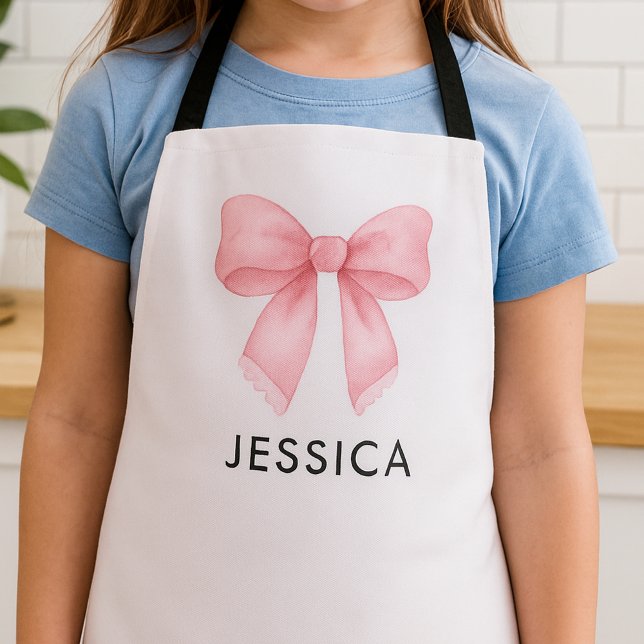 Cute Watercolor Pink Bow Coquette Baking  Apron (Cute Watercolor Pink Bow Coquette Baking Apron)
