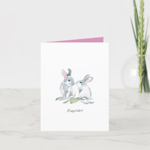 Cute Watercolor Pink Easter Thank You Holiday Card