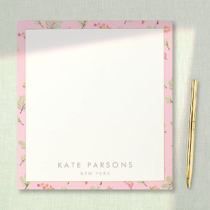 Cute Watercolor Pink Floral Pattern Notepad