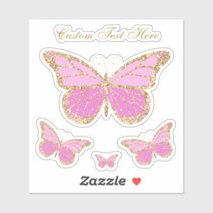 Cute Watercolor Pink & Gold Butterfly Personalized