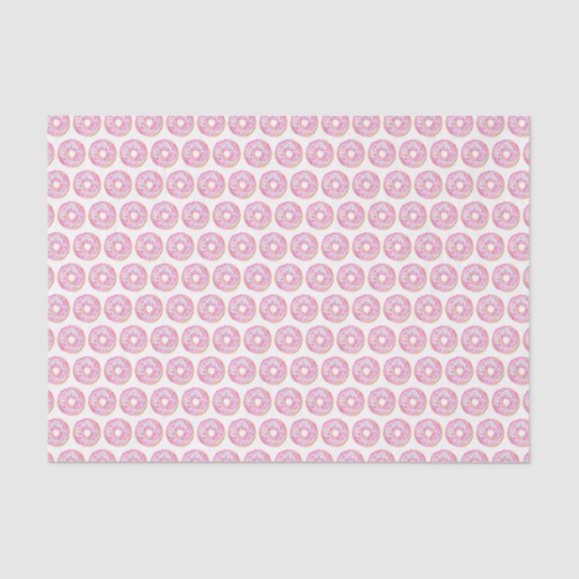 Cute Watercolor Pink Sprinkle Doughnuts Pattern Tissue Paper (Front)