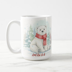 Cute watercolor Polar Bear Winter  Coffee Mug