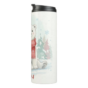 Cute watercolor Polar Bear Winter Thermal Tumbler