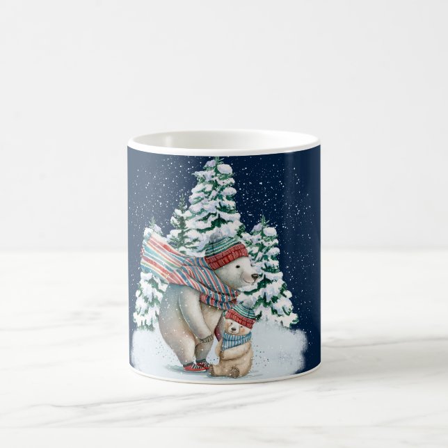 Cute Watercolor Polar Bears Coffee Mug (Center)