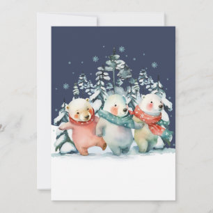 Cute Watercolor Polar Bears Holiday Card