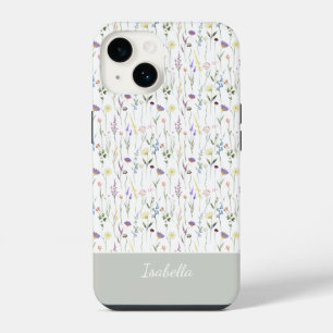 Cute Watercolor Pretty Wildflower Personalised iPhone 14 Case