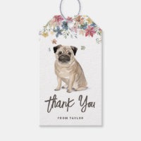 Cute Watercolor Pug Dog Birthday Party Thank You