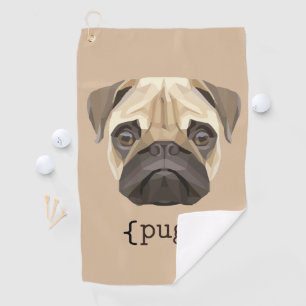 Cute Watercolor Pug Face Definition Golf Towel