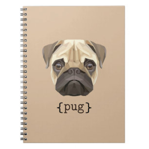 Cute Watercolor Pug Face Definition Notebook