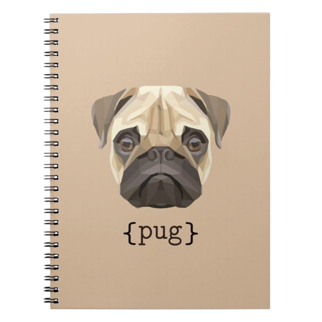 Cute Watercolor Pug Face Definition Notebook (Front)