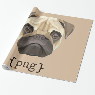 Cute Watercolor Pug Face Definition Wrapping Paper