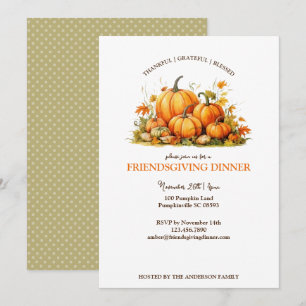 Cute Watercolor Pumpkins Friendsgiving Thanksgivin Invitation