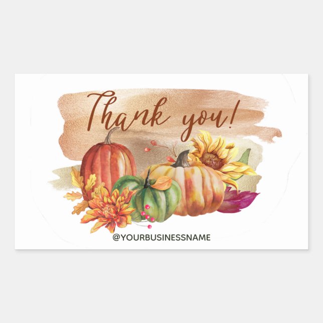Cute Watercolor Pumpkins Thanksgiving  Rectangular Sticker (Front)
