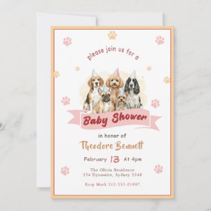 Cute Watercolor Puppy Dog Baby Shower Invitation