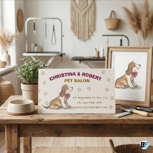 Cute Watercolor Puppy Pet Salon Grooming Loyalty Card