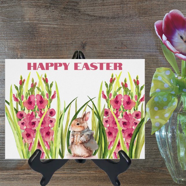 Cute Watercolor Rabbit Among Gladiolus Flowers (Creator Uploaded)