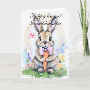 Cute Watercolor Rabbit Bunny Hare Easter Floral Thank You Card