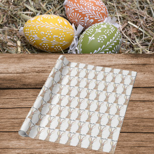 Cute Watercolor Rabbit Bunny Hare Easter Floral Wrapping Paper