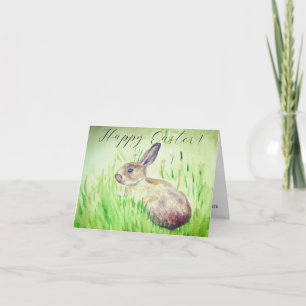 Cute Watercolor Rabbit Bunny Hare Easter Humour Eg Thank You Card