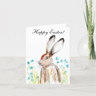 Cute Watercolor Rabbit Bunny Hare Easter Humour Thank You Card