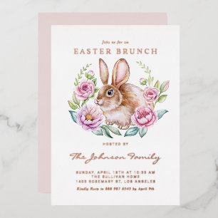 Cute Watercolor Rabbit Floral Wreath Easter Party