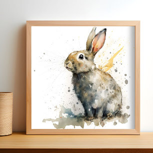 Cute Watercolor Rabbit  Poster