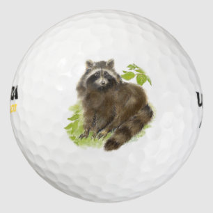 Cute Watercolor Racoon Animal nature art Golf Balls
