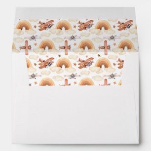 Cute Watercolor Rainbow Aeroplane Pattern Envelope