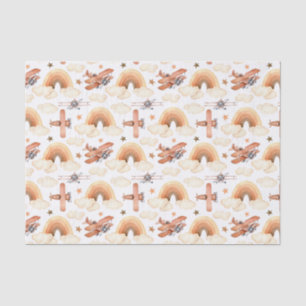 Cute Watercolor Rainbow Aeroplane Pattern Tissue Paper