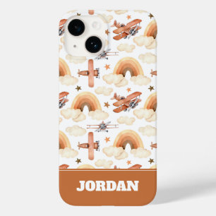 Cute Watercolor Rainbow Airplane Pattern Case-Mate iPhone 14 Case