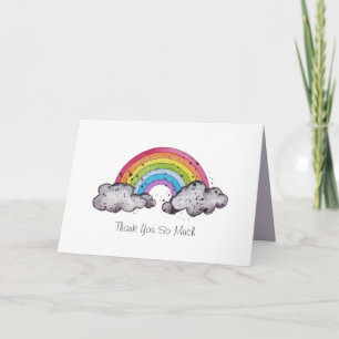 Cute Watercolor Rainbow And Clouds Card