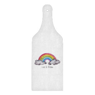 Cute Watercolor Rainbow And Clouds Cutting Board