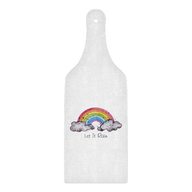 Cute Watercolor Rainbow And Clouds Cutting Board (Front)