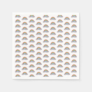 Cute Watercolor Rainbow And Clouds Napkin