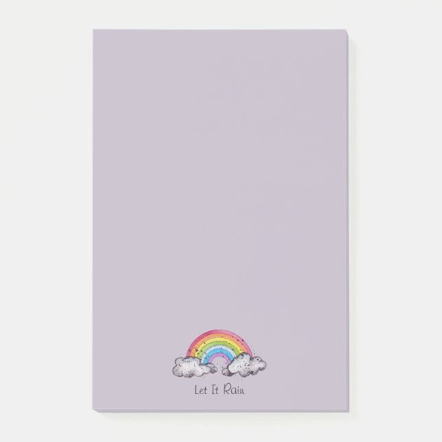 Cute Watercolor Rainbow And Clouds Post-it Notes (Front)