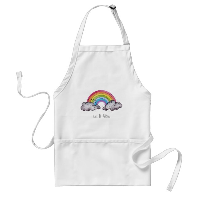 Cute Watercolor Rainbow And Clouds Standard Apron (Front)