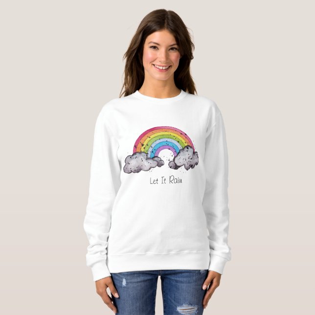 Cute Watercolor Rainbow And Clouds Sweatshirt (Front Full)