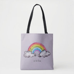 Cute Watercolor Rainbow And Clouds Tote Bag