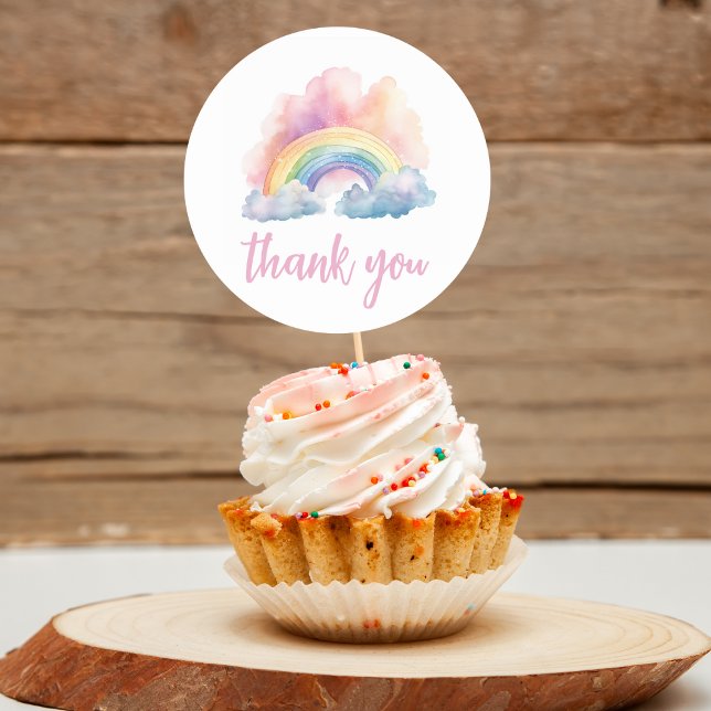 Cute Watercolor Rainbow Baby Shower Classic Round Sticker (Creator Uploaded)