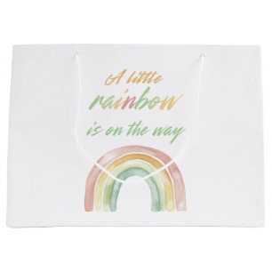 Cute Watercolor Rainbow Baby Shower Large Gift Bag