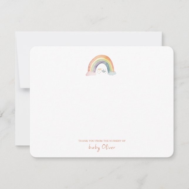 Cute Watercolor Rainbow Boho Flat Thank You (Front)
