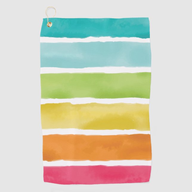 Cute Watercolor Rainbow Colours Golf Towel (Front)