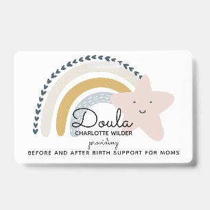 Cute Watercolor Rainbow Doula Birth Services ID Badge