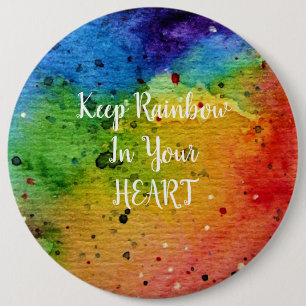 Cute Watercolor Rainbow Heart 6 Cm Round Badge