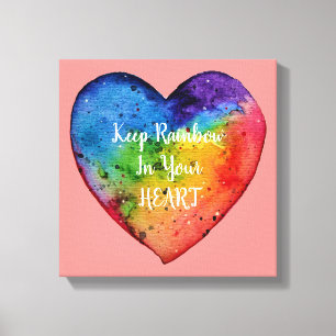 Cute Watercolor Rainbow Heart Canvas Print