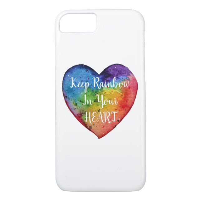 Cute Watercolor Rainbow Heart Case-Mate iPhone Case (Back)