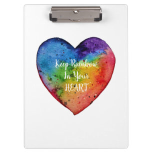 Cute watercolor Rainbow Heart Clipboard